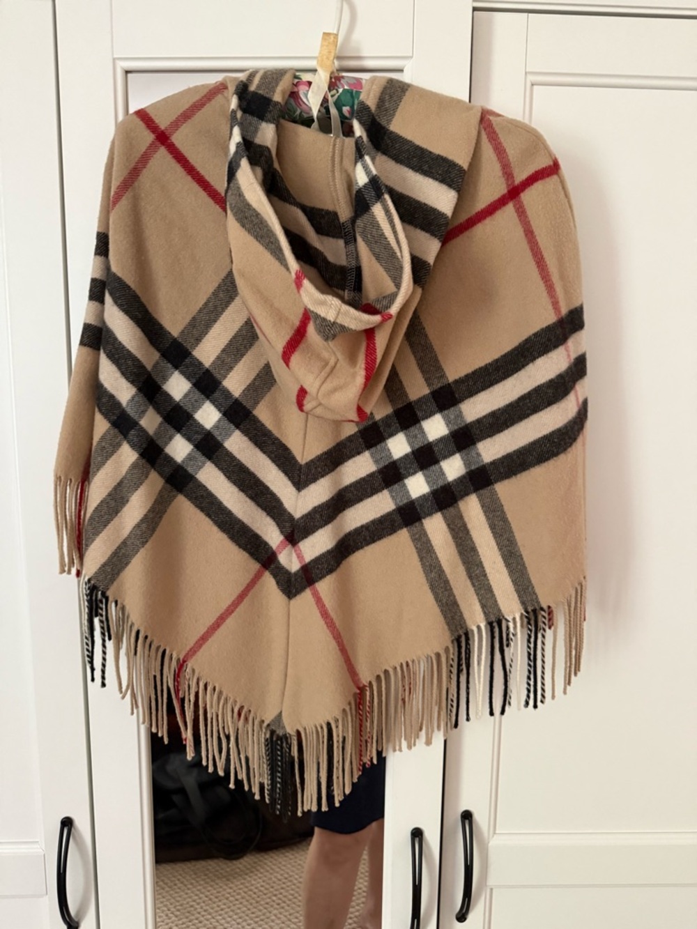 Burberry Beige, Black & Red Plaid Zip Poncho - Picture 2 of 7